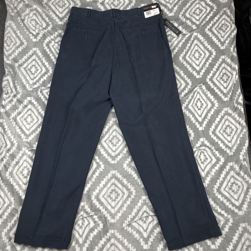 Perry Ellis Portfolio Pants Mens 36x32 Blue‎ Chino Corduroy Casual NEW